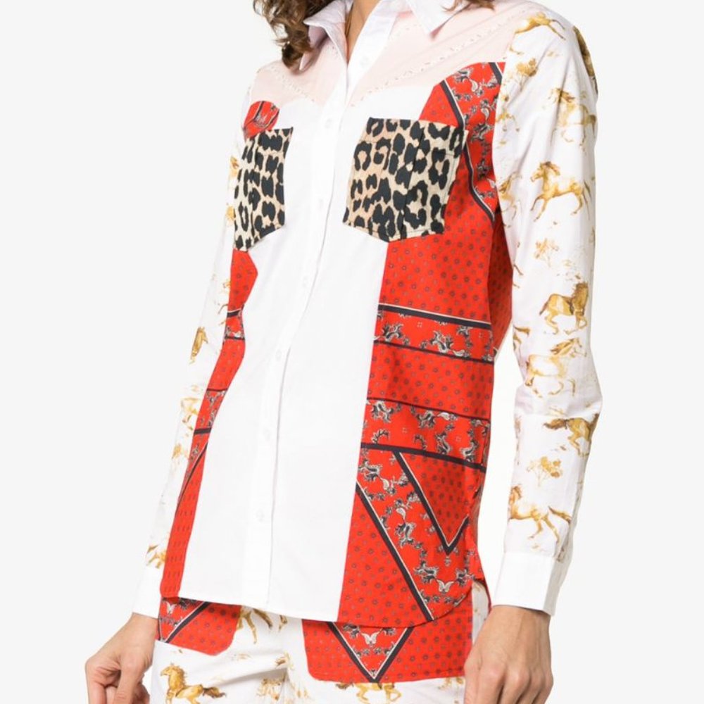 Ganni Sweeny Patchwork Print Button Down Shirt - image 2